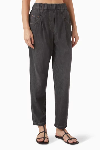 Tapered Jeans in Cotton