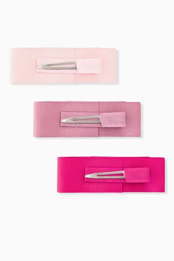 طقم مشابك للشعر متوسطة بتصميم عقدة بطبقات مزينة باللؤلؤ، 3 قطع