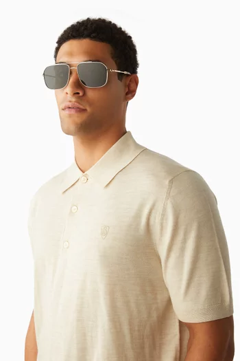 Metal Logo Aviator Sunglasses