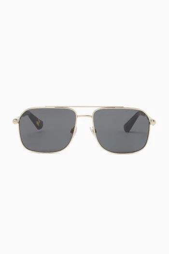 Metal Logo Aviator Sunglasses