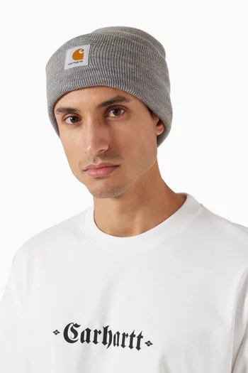 Logo Beanie in Rib Knit