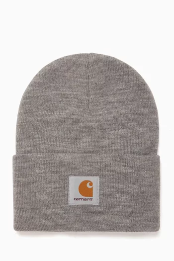 Logo Beanie in Rib Knit