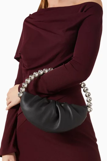 Moon Crystal-embellished Pouch in Leather