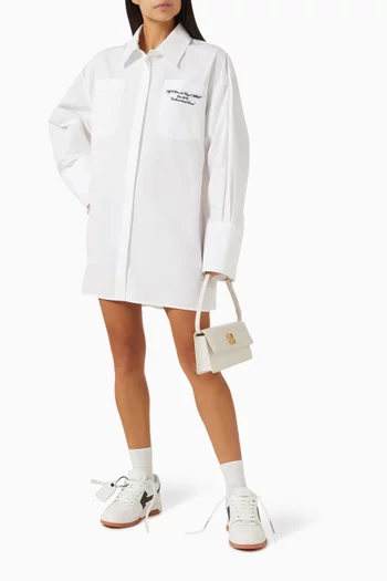 Embroidered Shirt Dress in Poplin