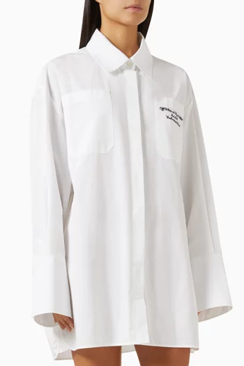 Embroidered Shirt Dress in Poplin