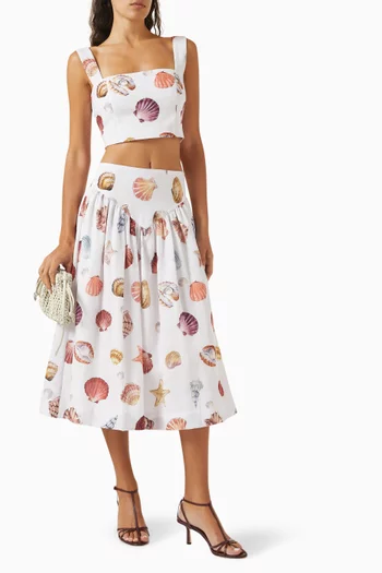 Sotavento Midi Skirt in Linen Blend