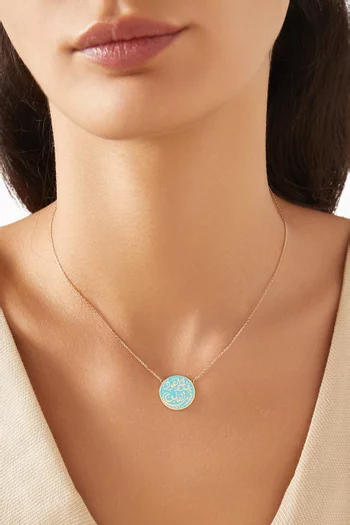 Prayer Enamel Necklace in 18kt Gold