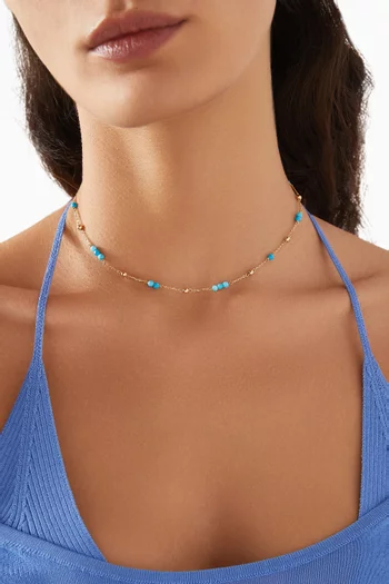 قلادة رقبة سيرين مزينة بالفيروز ذهب عيار 18