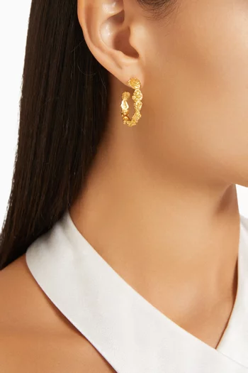 Mini Pebble Hoop Earrings in 24kt Gold-plated Brass