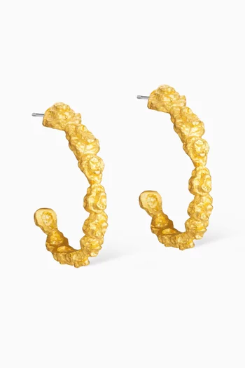 Mini Pebble Hoop Earrings in 24kt Gold-plated Brass