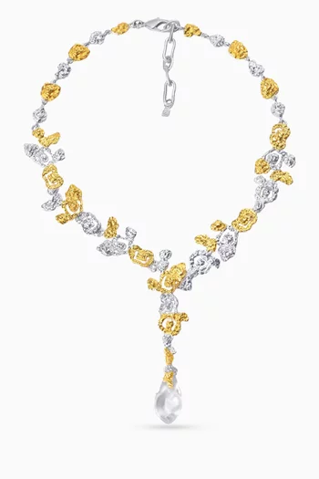 Riverstone Mix Necklace in 925 Sterling Silver & 24kt Gold