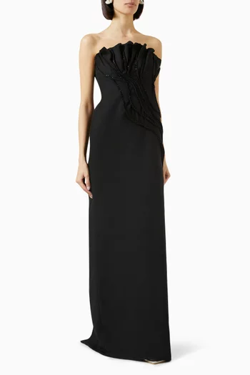 Branchage Maxi Dress in Cotton-linen