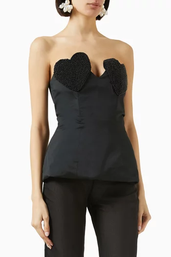 Reine De Coeur Embellished Top in Taffeta