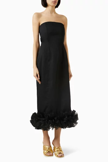 Sable Chaud Midi Dress in Gabardine
