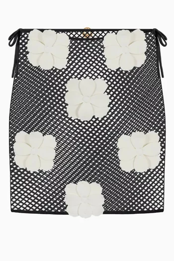 Macarena Floral Mini Skirt in Mesh