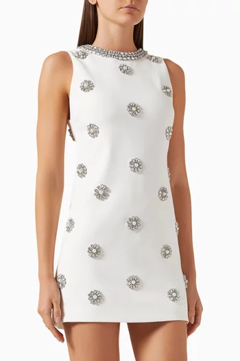 Clyde Embellished Mini Dress in Satin Crepe