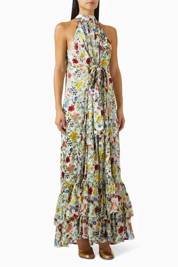 Jovie Tunic Maxi Dress in Silk Satin