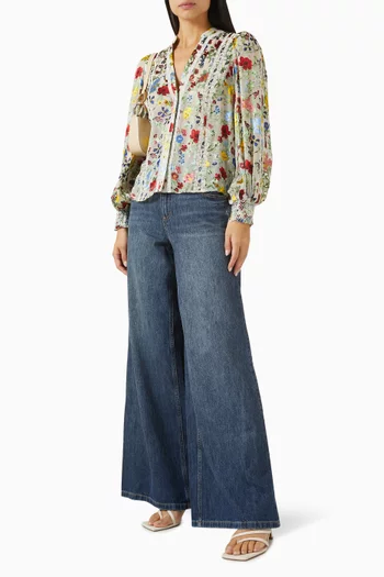 Arlette Blouson Blouse in Silk Satin