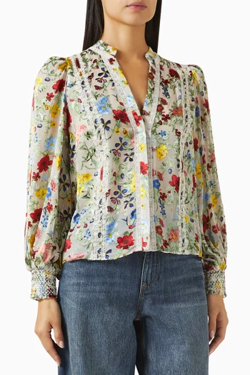 Arlette Blouson Blouse in Silk Satin