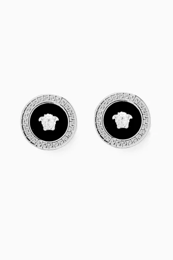 Enamel Medusa Stud Earrings in Brass