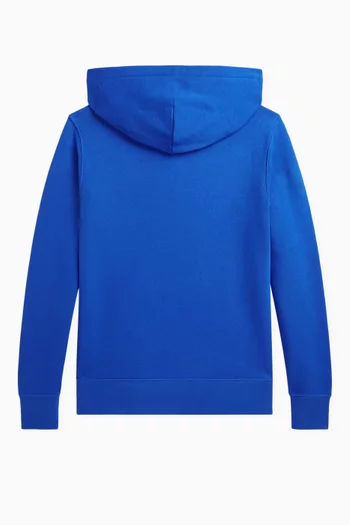 كنزة بغطاء رأس وتطريز شعار الماركة صوف قطني