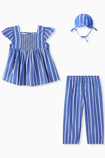 Striped Top & Pants Set in Cotton