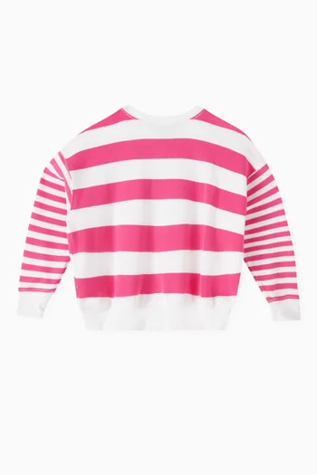 Embroidered-pony Striped Sweater in Cotton-blend