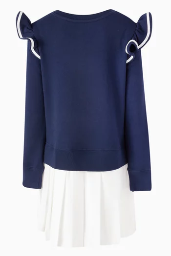 Frill Dress in Cotton-blend
