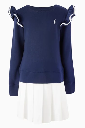 Frill Dress in Cotton-blend