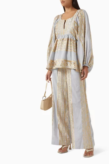 Embroidered Pants in Cotton