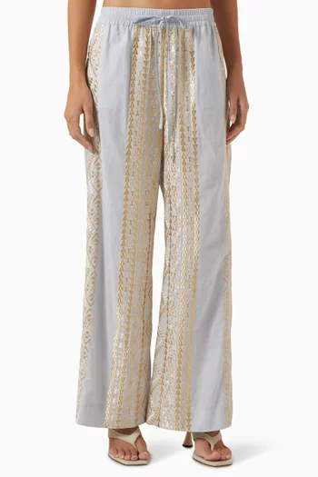 Embroidered Pants in Cotton