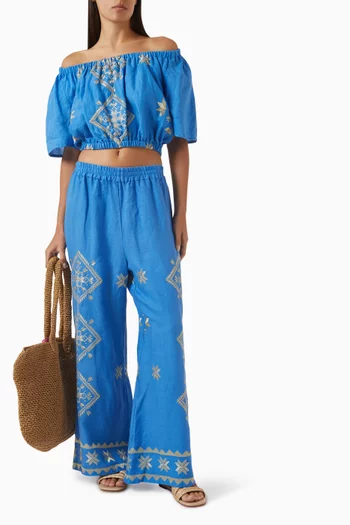 Off-shoulder Crop Top in Ramie