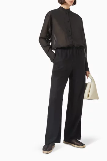 Oversized Stand-collar Shirt in Organic Cotton