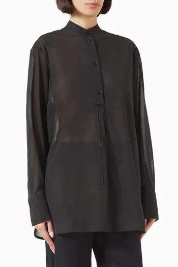 Oversized Stand-collar Shirt in Organic Cotton