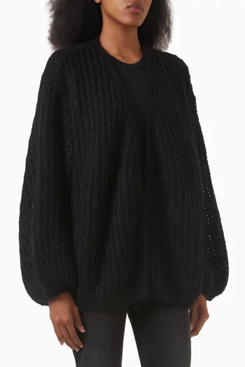 Oversized Puffed Cardigan in Mohair Blend