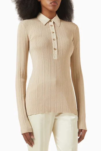 Half-placket Knit Shirt in Naia™ Acetate Blend