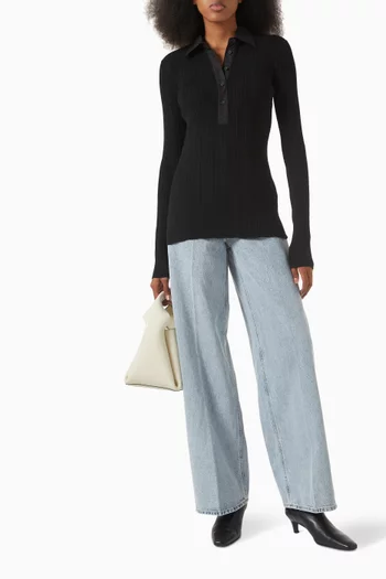 Half-placket Knit Shirt in Naia™ Acetate Blend