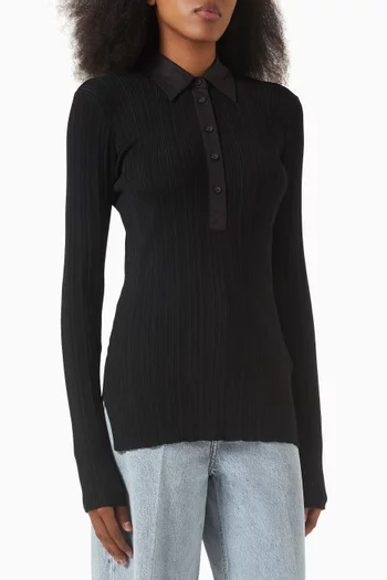 Half-placket Knit Shirt in Naia™ Acetate Blend