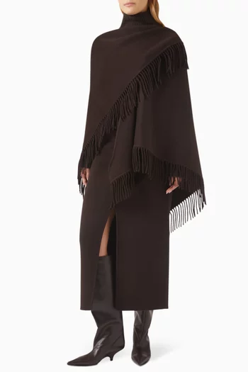 Fringe Wrap Scarf in Wool-cashmere Blend