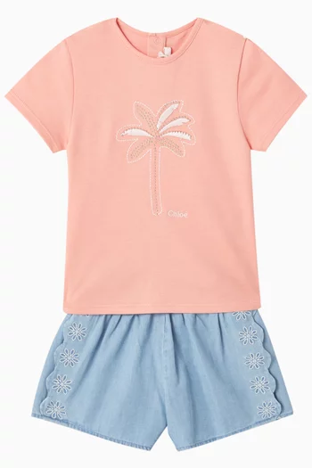 Broderie Anglaise Shorts in Organic Cotton Denim