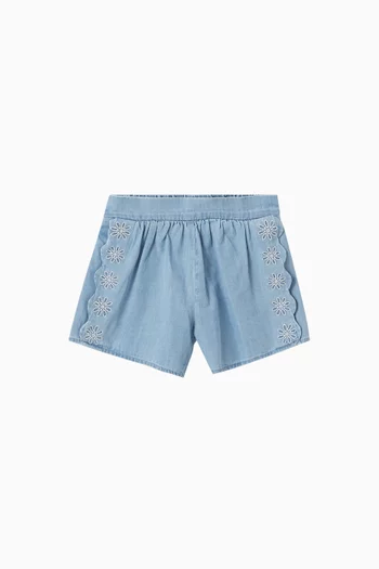 Broderie Anglaise Shorts in Organic Cotton Denim