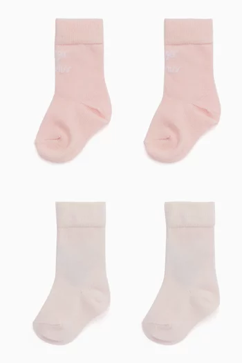 Printed Knit Socks in Cotton Blend, Set of 2
