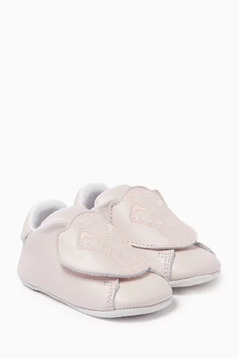 Baby Logo-embroidered Shoes in Leather