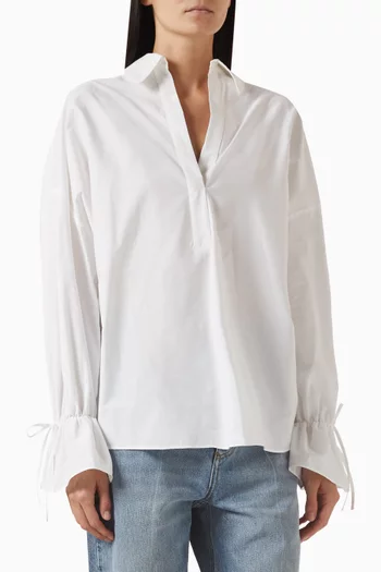 Ruffled-cuff Shirt in Cotton