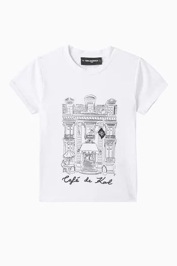 تي شيرت بطبعة عبارة Café De Karl قطن