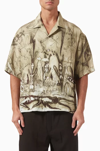 Elysium Camp Collar Shirt in Rayon-twill