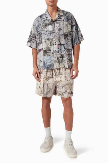 Montage Shorts in Rayon-twill