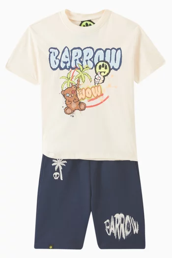 Graphic Print Sweatshorts in Cotton