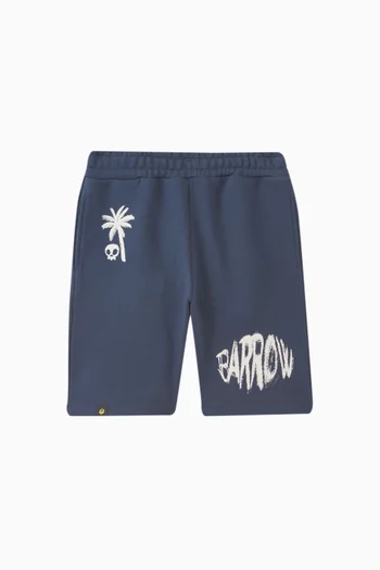 Graphic Print Sweatshorts in Cotton
