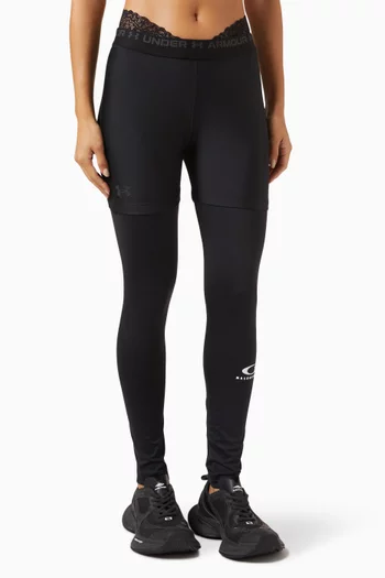 x Under Armour Layered Leggings in Jersey & Lace